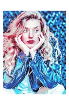 In blue